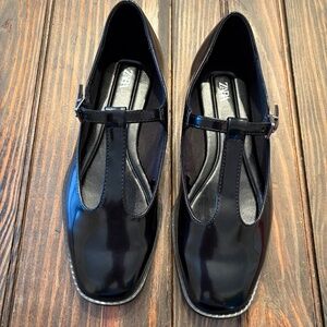 Zara Patent Leather T-Strap Maryjane Flats